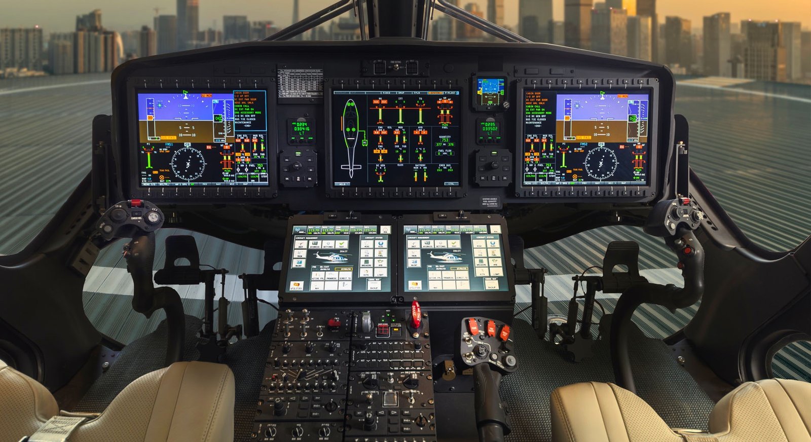 AW169 cockpit with Garmin G5000H glass flight deck
