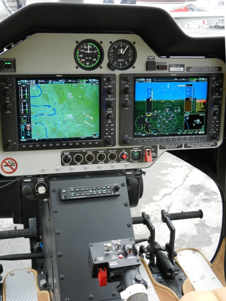 Bell 407 cockpit with modern avionics