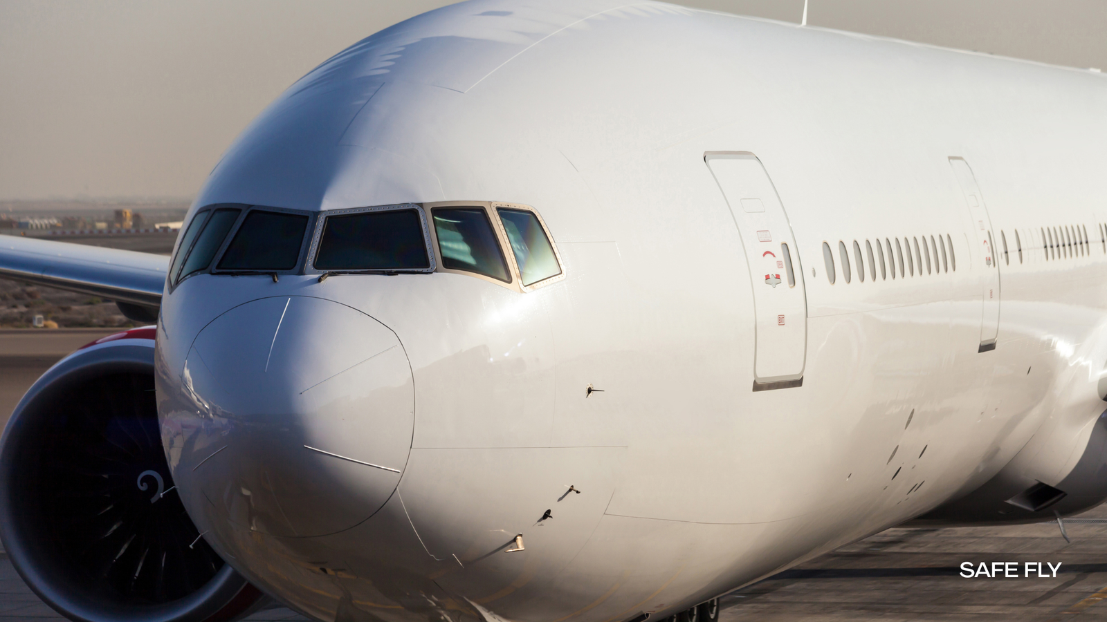 Wide-body commercial aircraft on tarmac at IGI Delhi — Safe Fly Aviation group charter