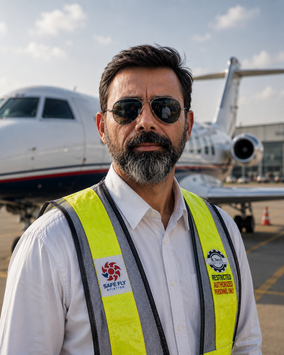 Safe Fly Aviation team member conducting aircraft inspection and transaction coordination
