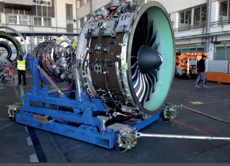 PW1100G engine on maintenance stand