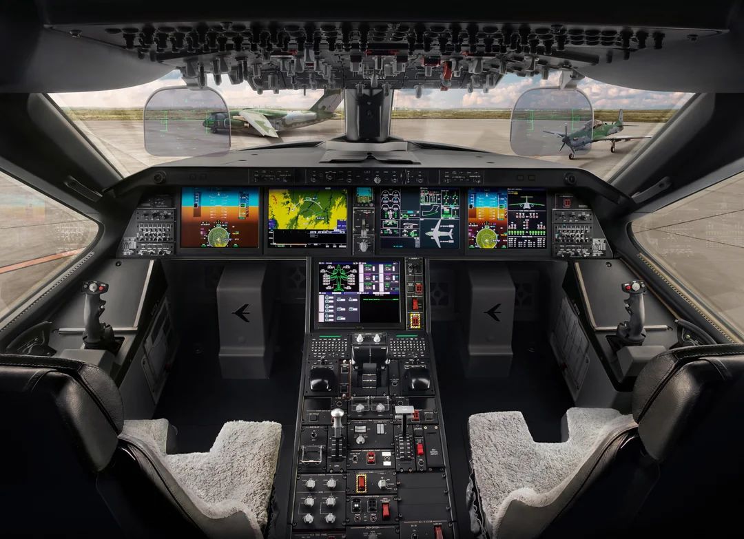 Embraer C-390 cockpit with advanced glass displays