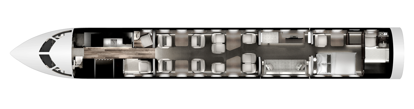 Bombardier Global 7500 cabin floor plan and layout