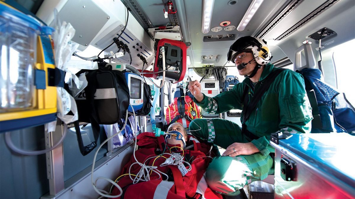 State-of-the-art air ambulance ready for medical emergency transport, ensuring swift and safe patient transfers with advanced medical equipment and a highly trained medical team