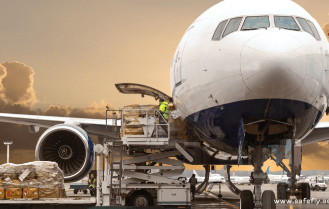 Cargo charter service aircarft getting loaded for departure