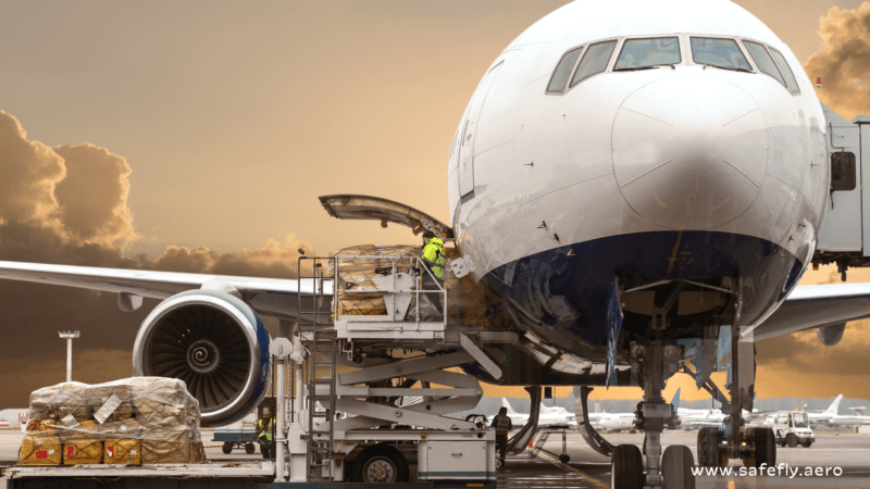 Cargo charter service aircarft getting loaded for departure