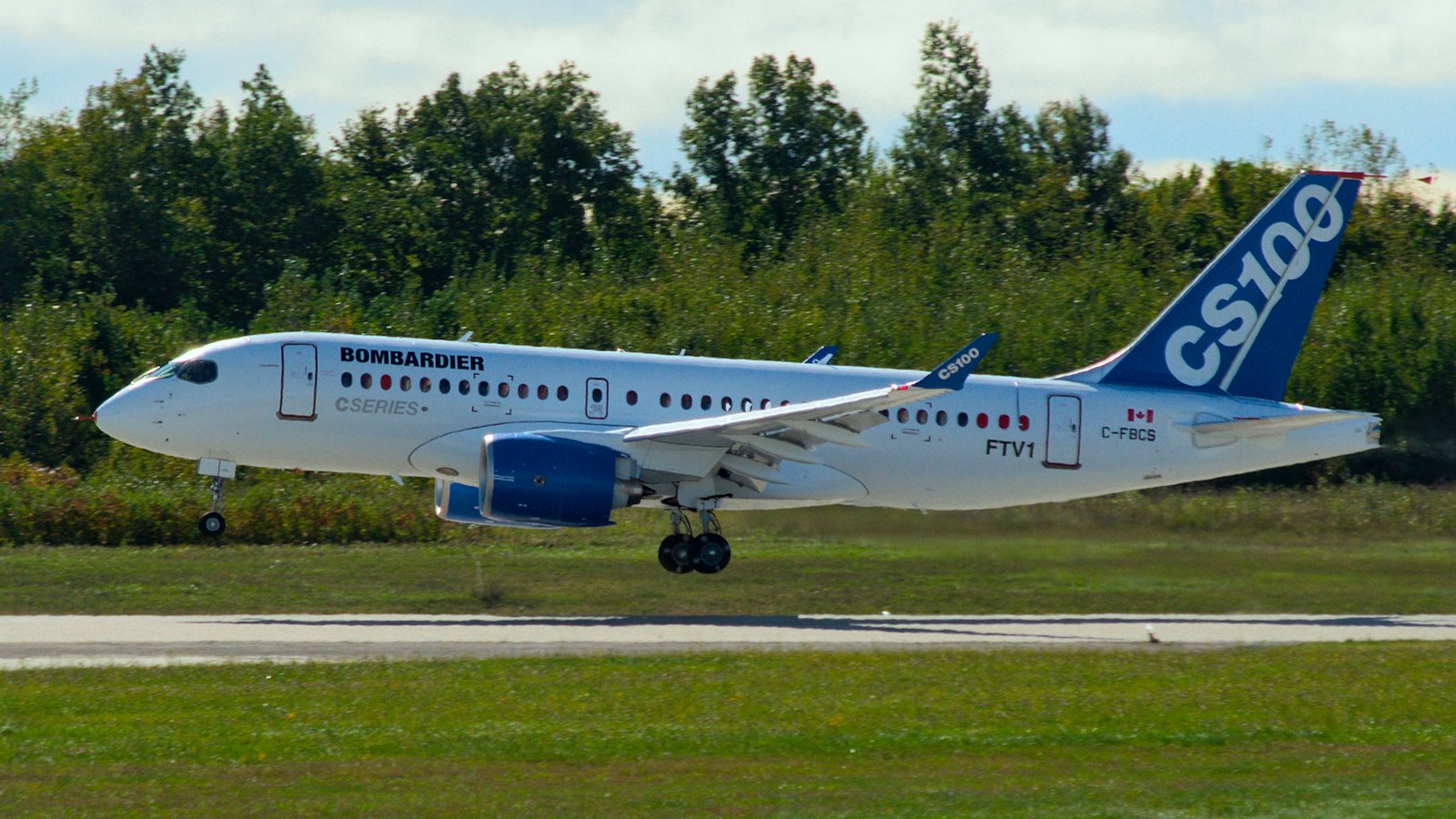 Airbus A220 (formerly CS100) first flight takeoff