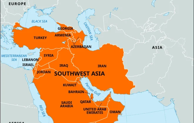 Map of Updated 2026 aviation risk report: ongoing airspace restrictions in West Asia (Middle East)