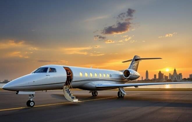 This image perfectly captures Chennai's unique identity as both a modern business hub and a city rich in South Indian culture. The coastal setting with Marina Beach, temple architecture, and the luxury private jet creates a compelling visual that represents Safe Fly Aviation's premium services in Chennai.