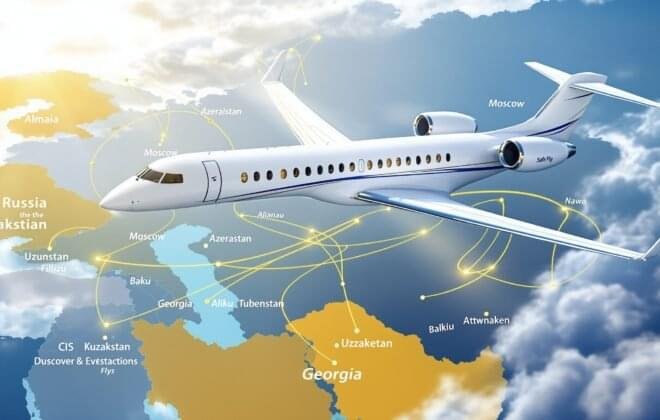 image effectively communicates Safe Fly Aviation's expertise in CIS private jet charters whilst maintaining the professional, luxury aesthetic that appeals to your target clientele of business executives and discerning travellers.