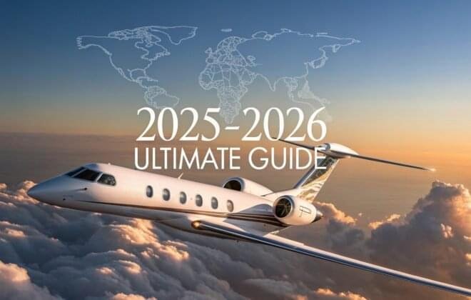 International private jet charter guide 2025-2026 - luxury business jet flying worldwide destinations with route map