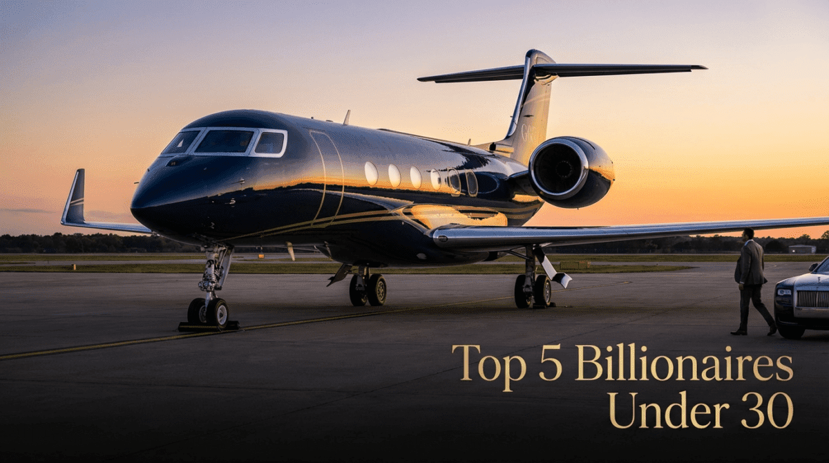 Top 5 Billionaires Under 30 and Their Private Jets - Luxury Gulfstream G650 business jet at sunset representing ultra-high-net-worth private aviation