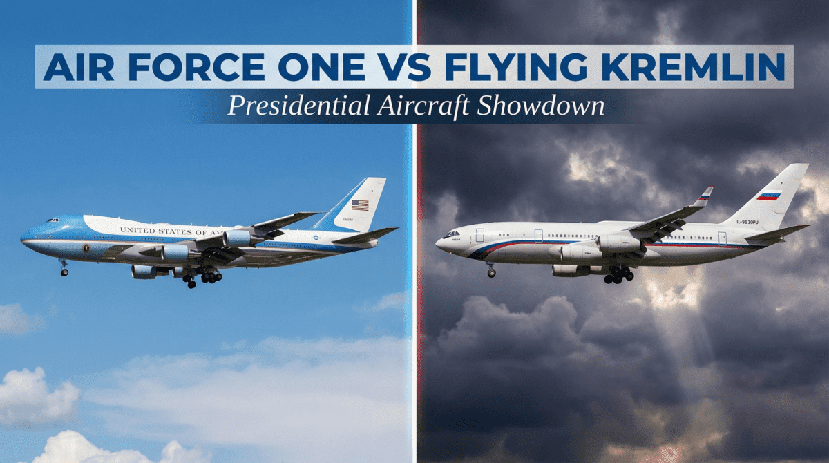 Air Force One, Russian Presidential Aircraft, Il-96-300PU, Flying Kremlin, Boeing 747, Presidential Aviation, Split Screen Comparison,