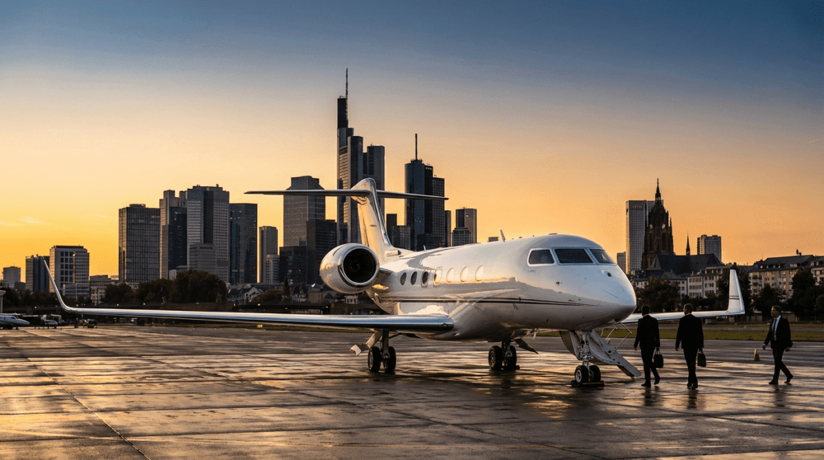 Premium private jet charter from Frankfurt Airport (FRA). Luftfahrt-Bundesamt certified. Serving German automotive, pharmaceutical & financial sectors