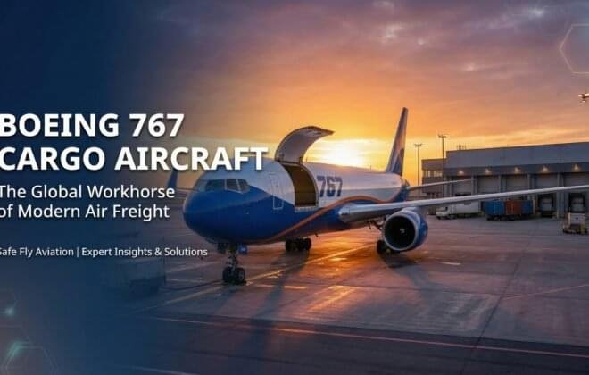 Boeing 767 Cargo Freighter aircraft at airport terminal during golden hour sunset - comprehensive guide to specifications, operations, and global air freight logistics by Safe Fly Aviation